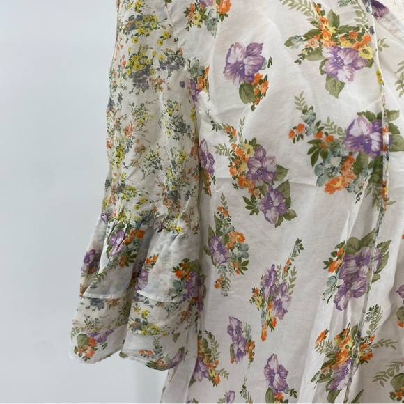 Alice + Olivia Julius Floral Silk Blend Blouse Medium - Picture 7 of 8